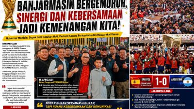 Spanyol Juara Dunia, Nobar di Tugu Nol Kilometer Banjarmasin Pecah! Muhidin Tekankan Semangat Persatuan