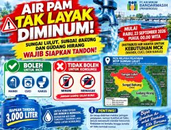 Air PAM Tak Layak Diminum! Sungai Lulut, Sungai Bakung dan Gudang Hirang Wajib Siapkan Tandon